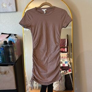 nude body con dress with ties on the side